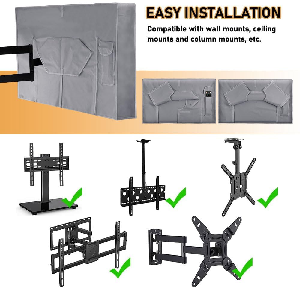 AWSAD Housse De Protection Pour Téléviseur 600D Oxford Étanche Universel Protecteur D'écran Pour 22-65 Pouces LCD/LED/écran TV Plasma (Color : Noir, Size : 60-65