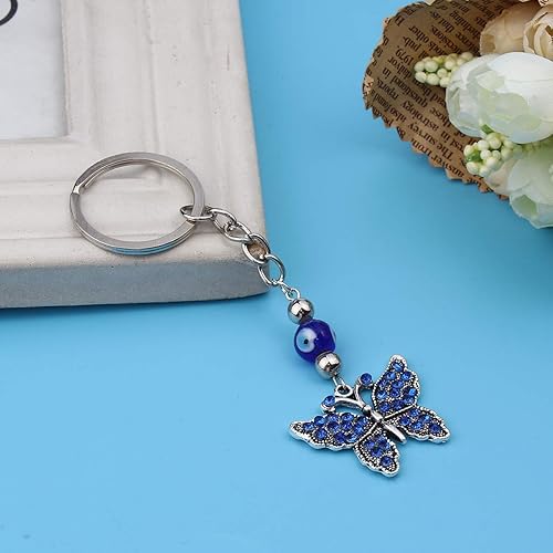 Miniatura 4 de JGFinds Nazars - Juego de 3 llaveros de ojo malvado, tortuga, mariposa y elefante con cuentas para protección en el llavero, dije de bolsillo