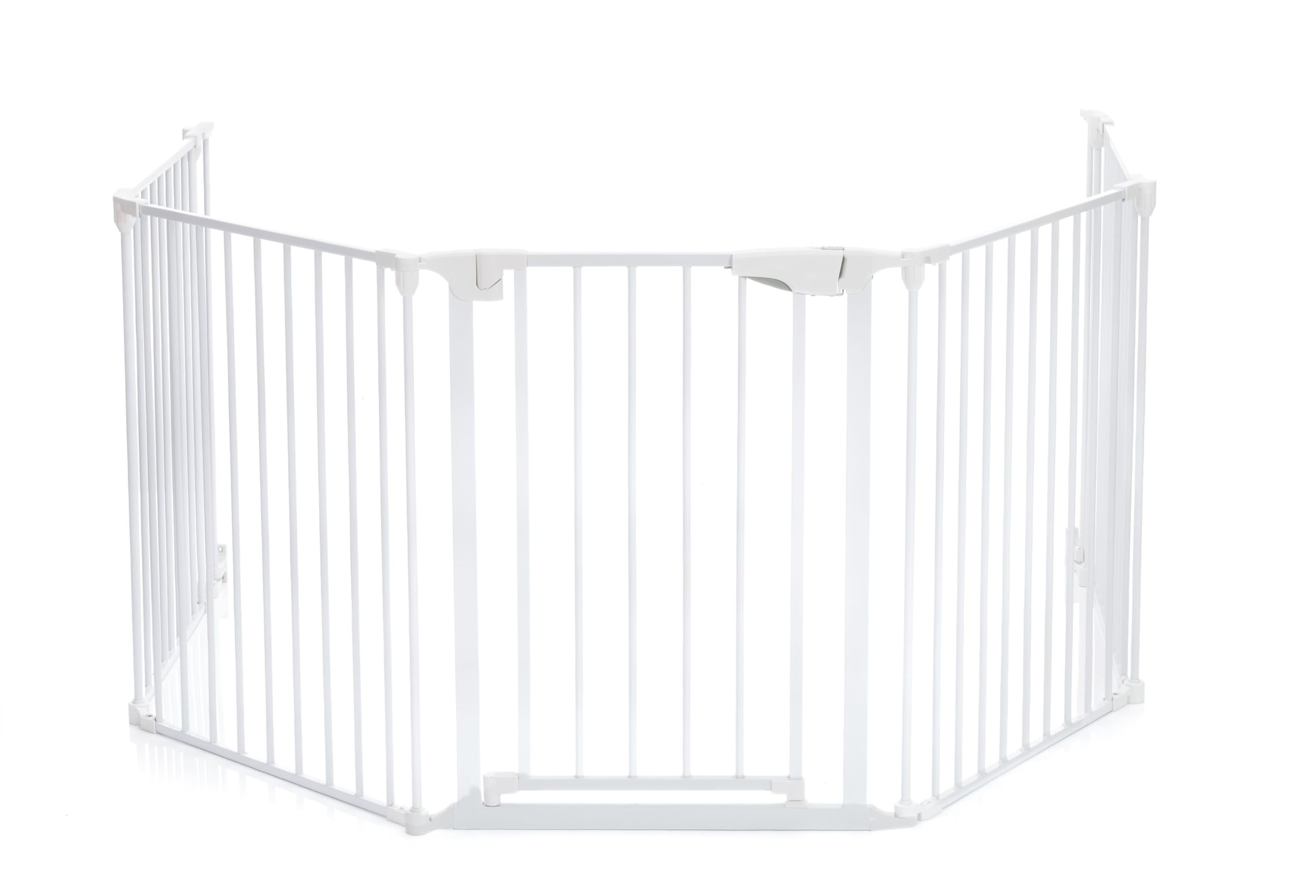 Fillikid Absperrgitter Exclusiv, 5-teilig, bis 3,2m | Treppenschutzgitter ohne Bohren, für Kamin, Treppen, mit Türfunktion, individuell anpassbar