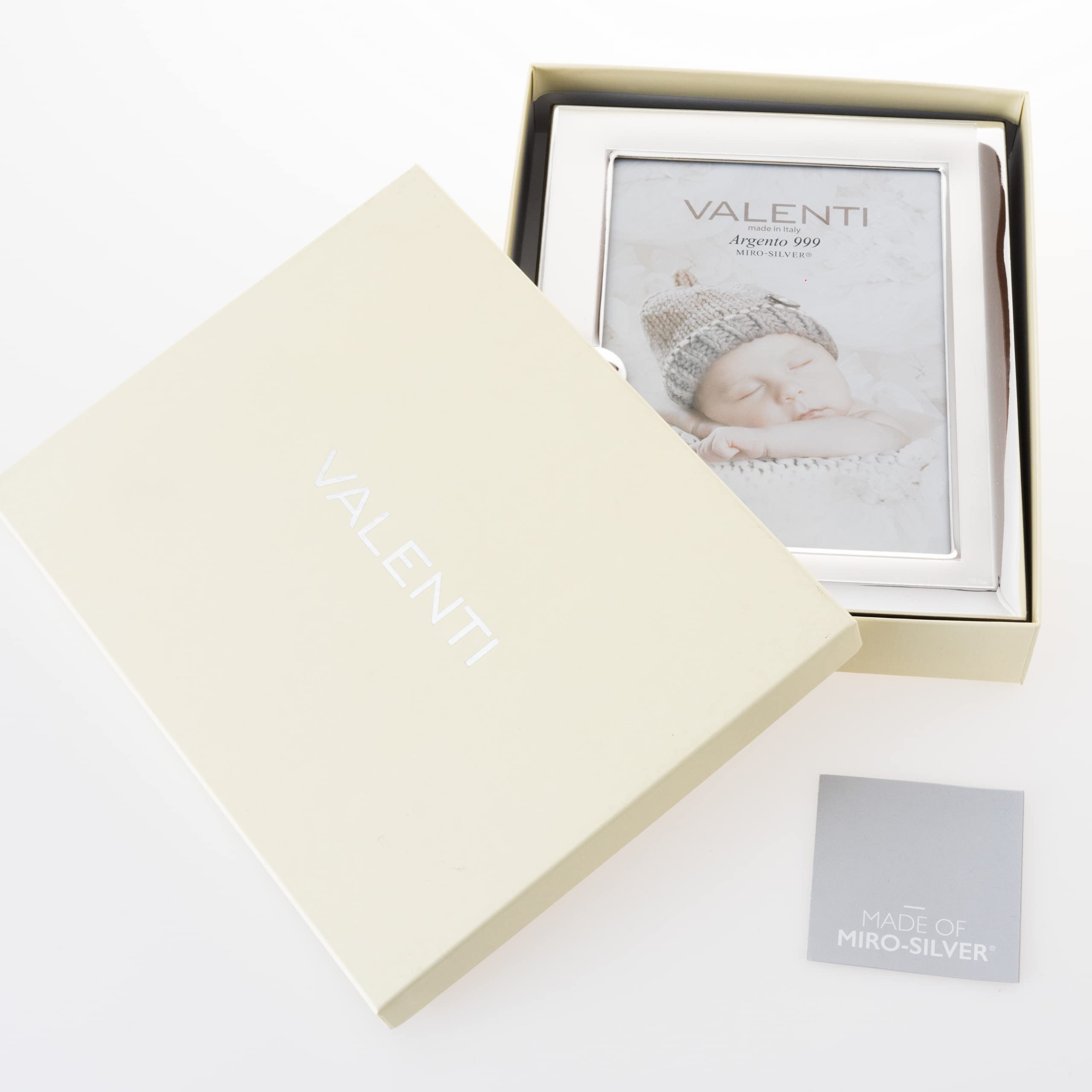 Valenti&Co - Cornice Portafoto in Argento cm 13x18. Perfetta Come Idea Regalo per ricorrenza Come Battesimo di Un Bambino