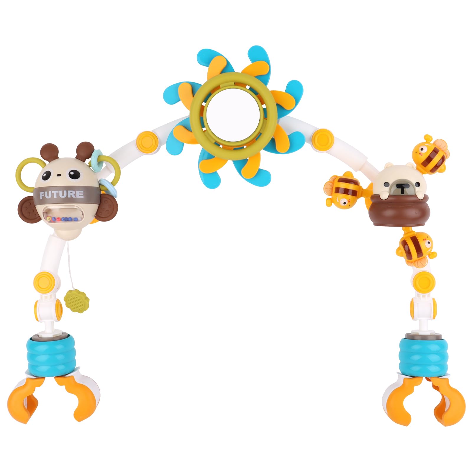 RISVOWO Arco de Juego, Carrito Bebe Juguetes, Colgantes para Cochecitos de Bebé, Arco para Cochecito Portador de Ajustable para Gorilas, Asiento de Coche y Cochecito