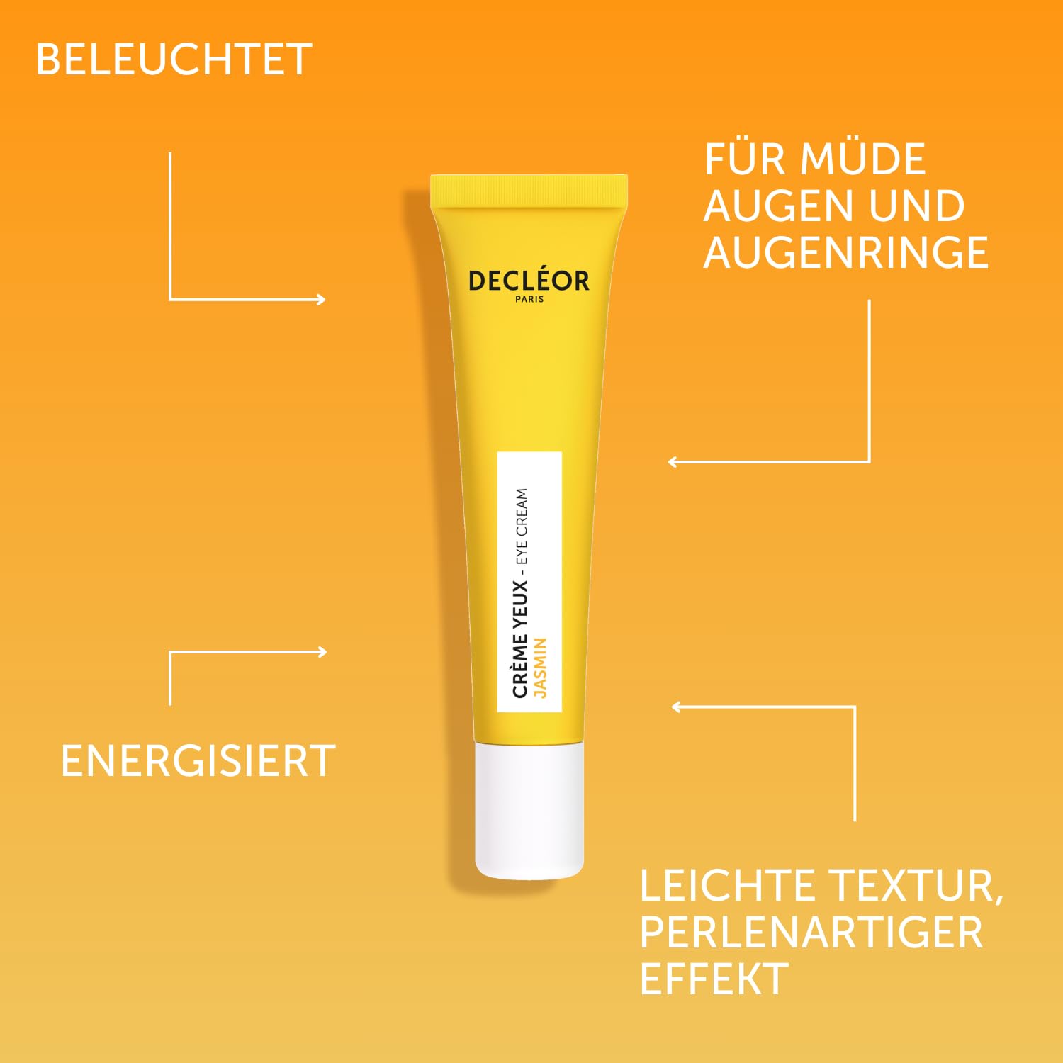 Decléor Augencreme Jasmin 15ml – Aufhellende Augencreme mit Koffein und Vitamin C gegen Augenringe, Schwellungen und Feine Linien zur Hydratisierung und Revitalisierung der Augenpartie