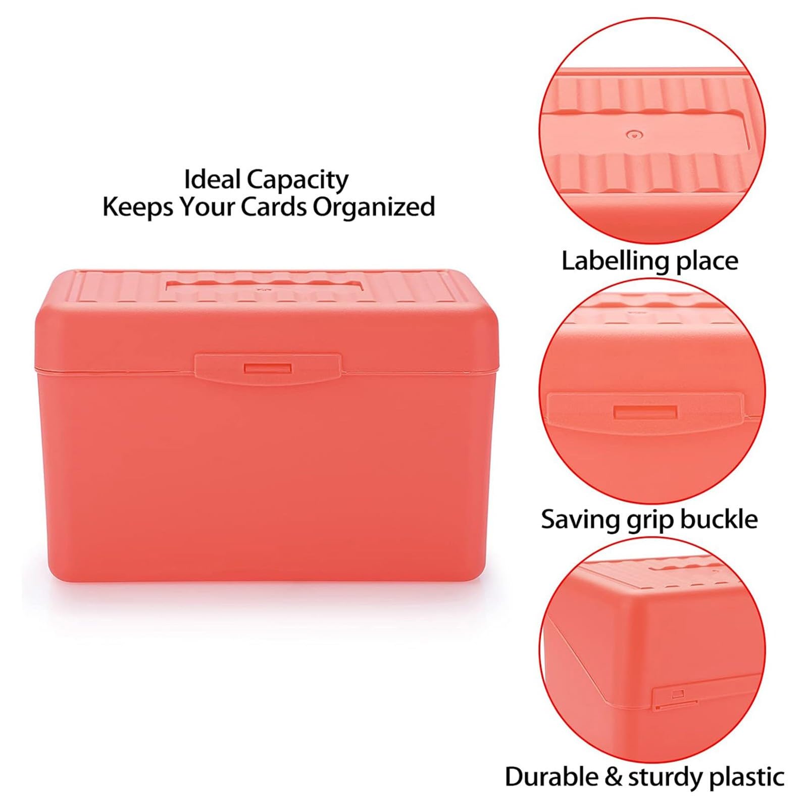 Lernkarteibox A6 Karteikasten Plastik Index Card Holder mit Etikettenplatz, Karteikarten Box für Lernkarten Notizzettel Visitenkarten, Aufbewahrungsbox Karteikarten Organizer für Schule Büro Zuhause