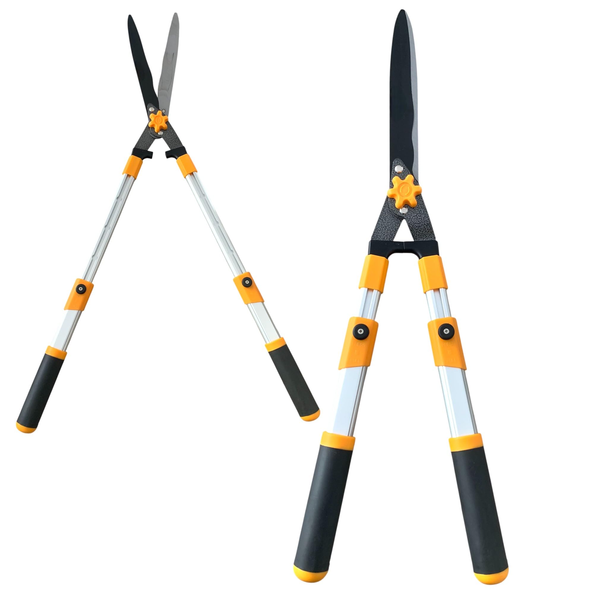 Forbice Tagliasiepi Cesoia da Potatura Siepi Lama ondulata Acciaio al Carbonio Manici Allungabili 680-870mm Cesoie da Giardino Leggere per Tagliare Siepi, Arbusti e Cespugli