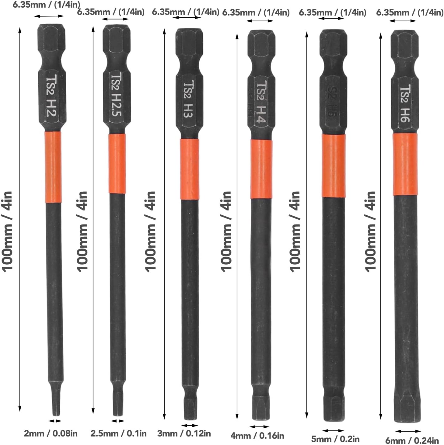Industrial Electric Screwdriver Drill Bit Set, 6 Pieces Cross Drill Bits for Efficient Repairs and Assembly