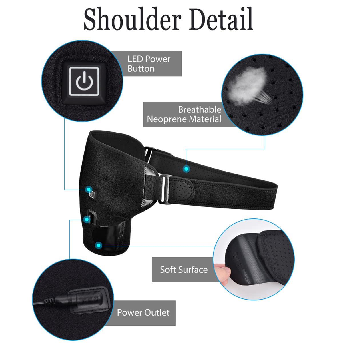 Soporte de Hombro para Tendinitis, Termico Rehabilitacion Hombro Ajustable con 3 Ajustes de Calor, Neopreno Transpirable Manga de CompresióN para Hombros, para ArtríTicos, Tendinitis, Esguince