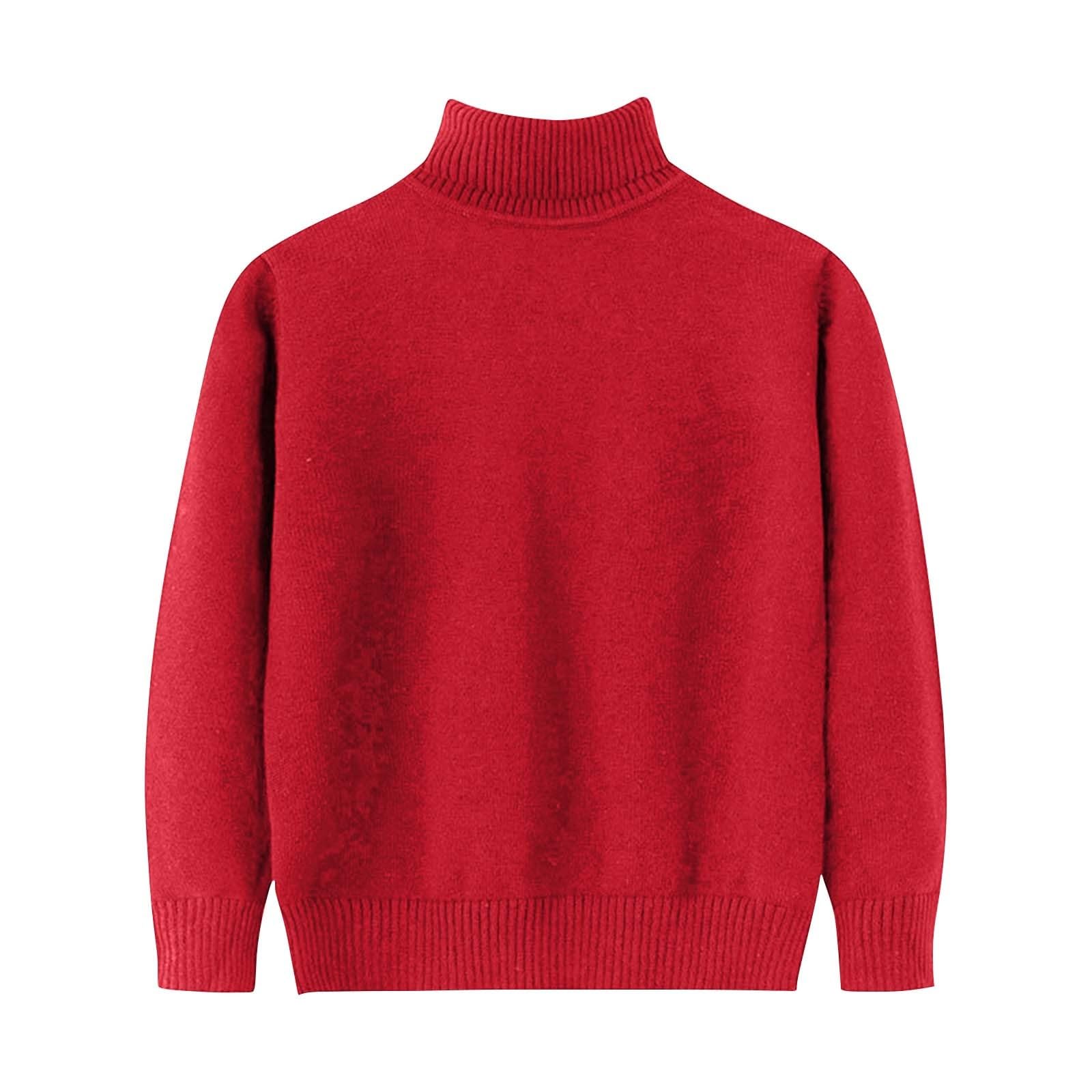 RNTOP Boys Girls Turtleneck Sweater Solid Color Knit Pullover Toddler Long Sleeve Sweatshirt Tops (RD1, 13-14 Years) b49p
