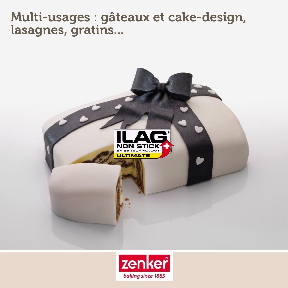 Zenker Lot de 2 Moules rectangulaire en céramique ILAG 28 x 18 cm | Cuisson homogène, Lot de 2 formats, 28 x 18 x 7 cm chacun, Acier céramique, Passe au lave vaisselle