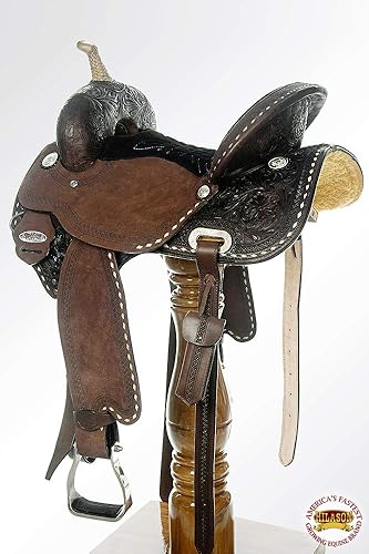 Vista 6 de HILASON Western Horse Barrel Racing Saddle Trail American Leather Western Saddle Saddle for Horses Barrel Racing Saddle