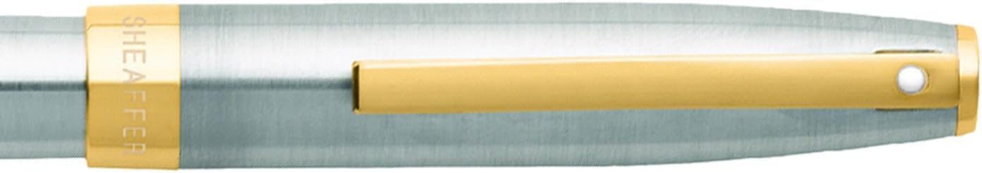 Sheaffer Sagaris Medium Nib Fountain Pen, Brushed Chrome, Gold Tone Trim (E0947353)