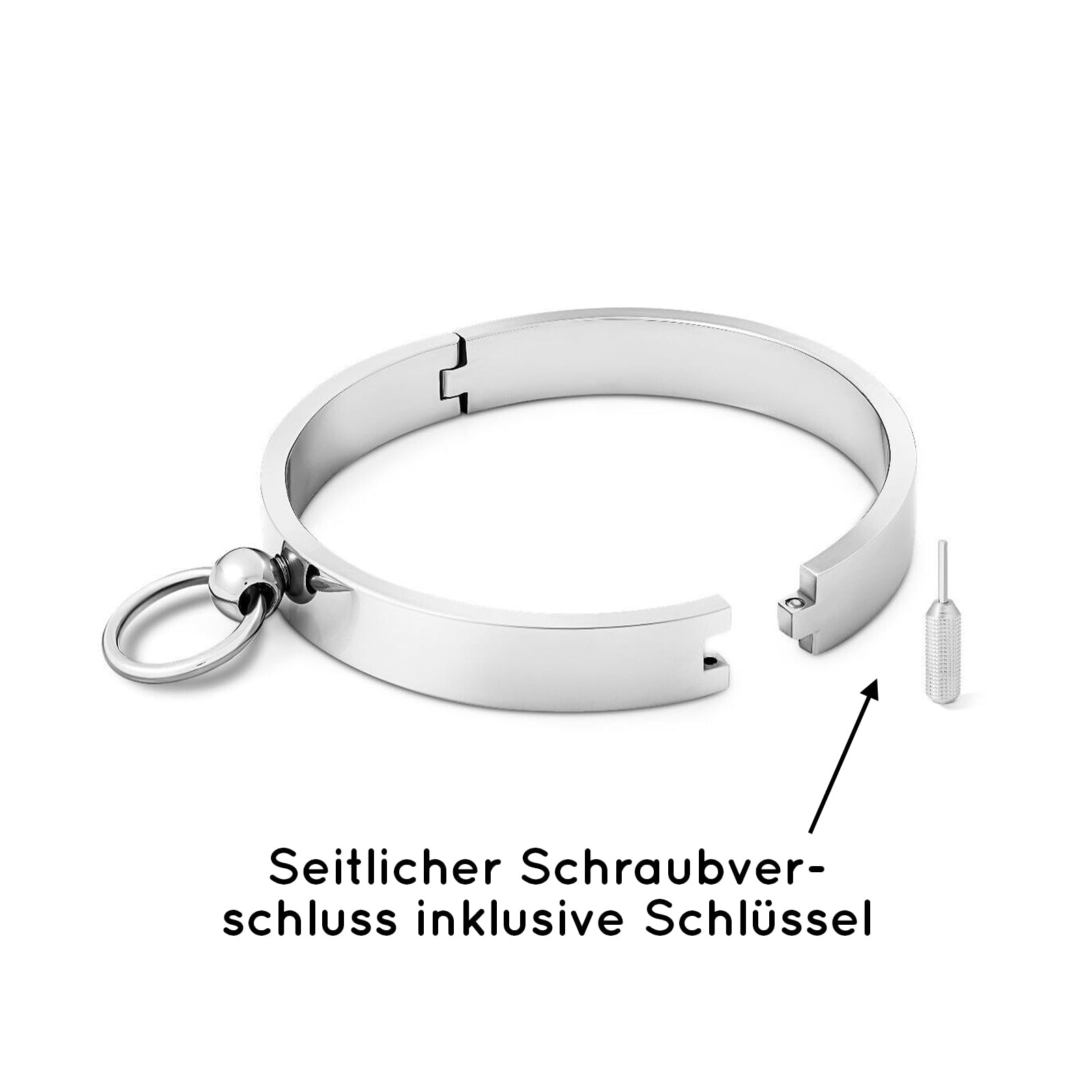 Collier ras de cou en acier inoxydable BDSM SM avec joint torique HB01 diamètre intérieur 160 mm