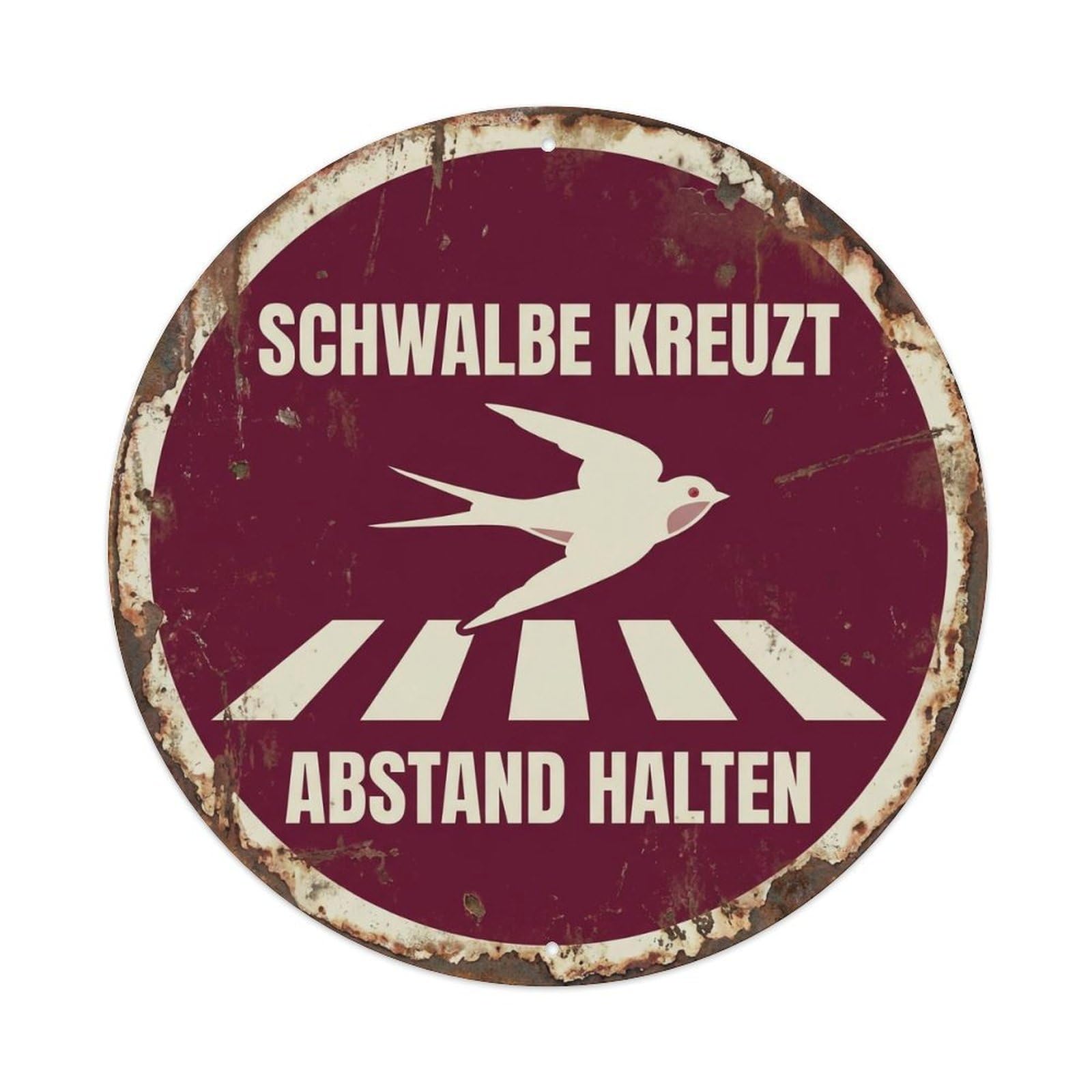 Swallow Crossing Abstand Halten Provincial Metal Tin Sign