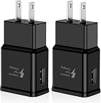 2 Pack Bloc de charge rapide adaptatif USB Adaptateur de prise pour chargeur mural compatible avec Samsung Galaxy S20/S20+/S 20 5G Ultra/S10/S10e S9 S8 S7 S6 S5 Edge Plus Actif, notez 5 7 8 9 10 20 Charge rapide (Noir)