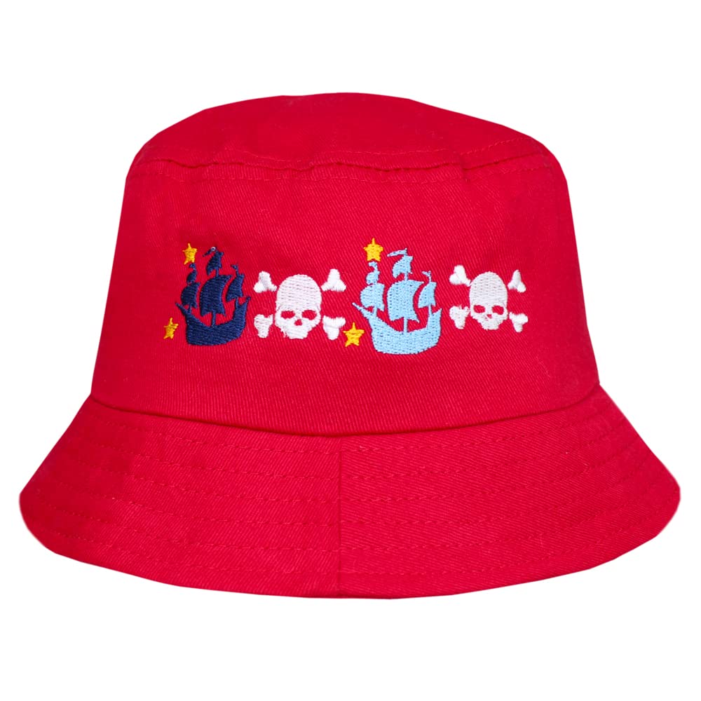Baby Boy's & Toddlers Red Pirate Ships Summer Beach Bucket Sun Hat (1-2 Years)