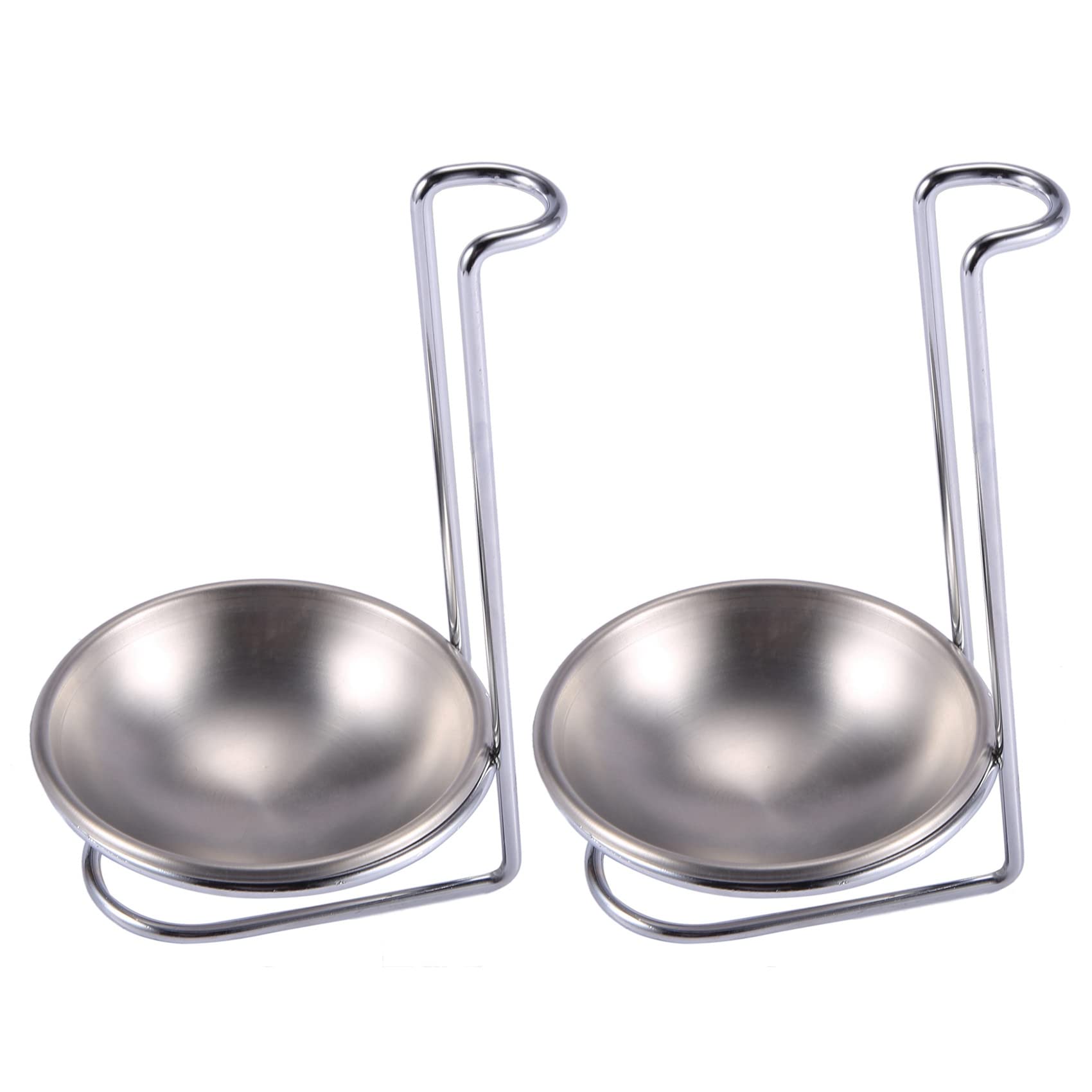 Urbannest Silver 2X Stainless Steel Spoon Rest Holder,Long Handle Vertical Saving Soup Ladles Holders Ladle Rest Soup Ladle Holder