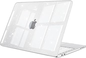 Fintie Glitter Case for MacBook Neo 13 Inch A3404 2026, Glittering Clear