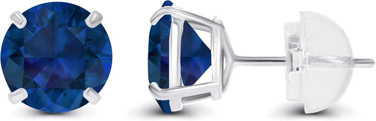 Solid 925 Sterling Silver Gold Plated 4mm Round Genuine Birthstone Gemstone Hypoallergenic Stud Earrings For Women - Image 2