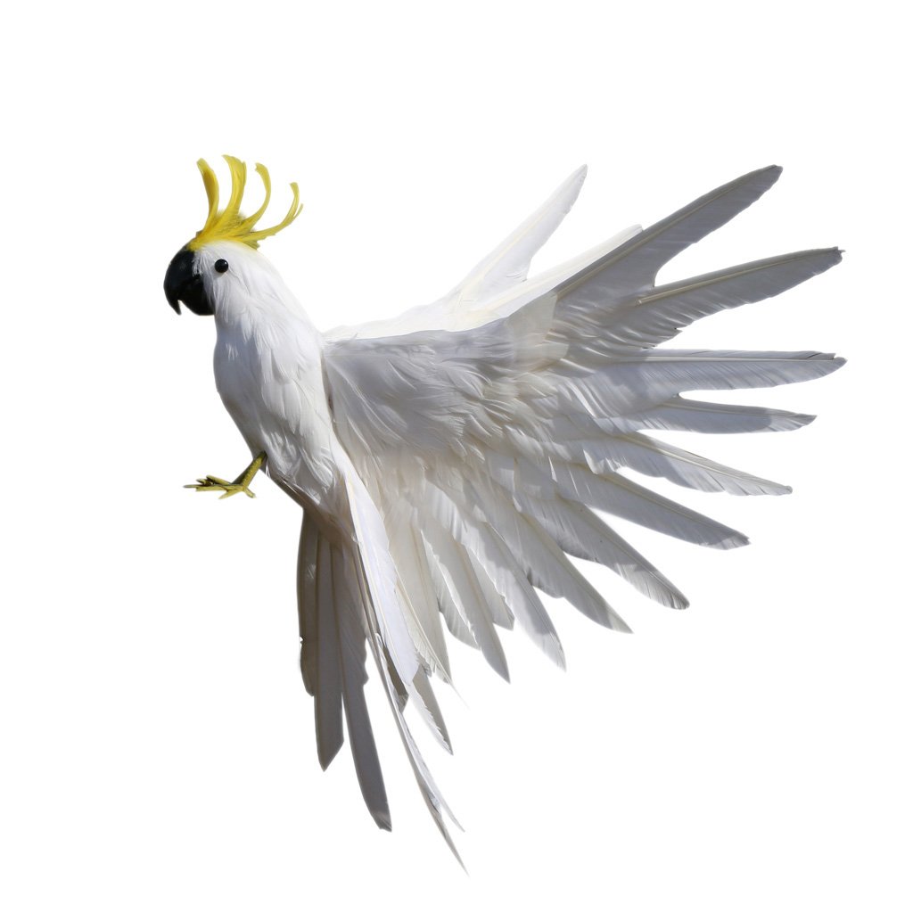 Oiseau en plumes pour décoration de jardin extérieure blanche
