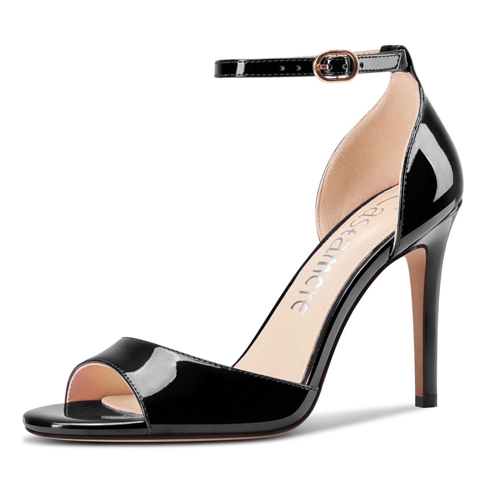 Castamere Donna Alto High Spillo Tacco Heel Rotonda Aperte sulla Punta Cinturino alla Caviglia Sandali Fibbia Feste Scarpe 10 CM Heels