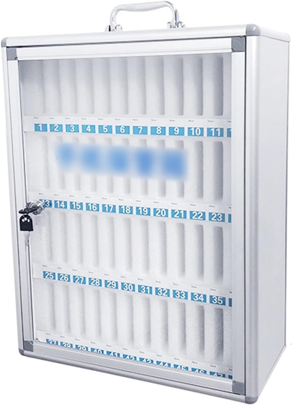 Cell Phones Storage Cabinet Cell Phone Cabinet Aluminum Alloy Pocket Storage Cabinet for Cell Phones Wall-Mounted with A Locked,12 Bits-One Size