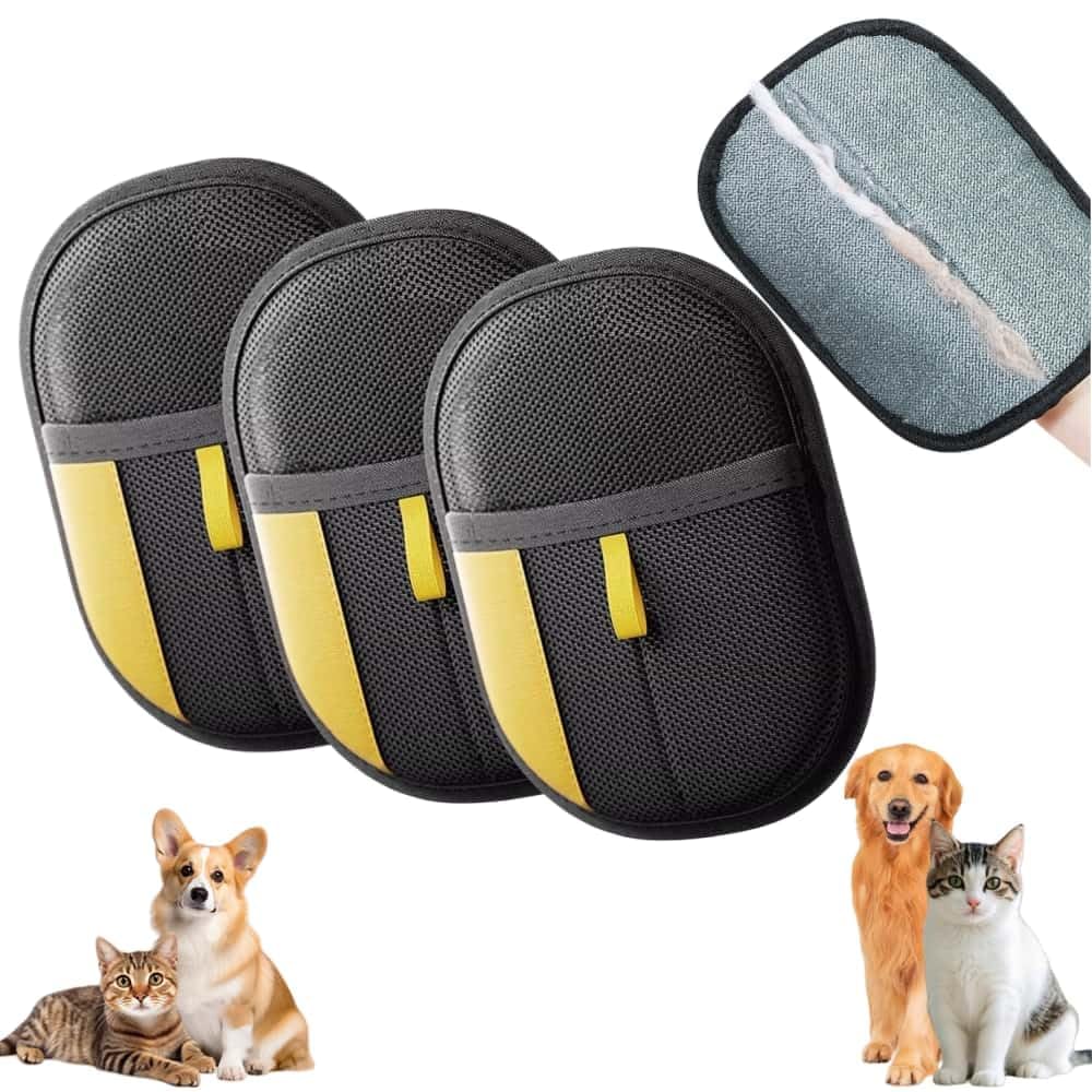 Tierhaarentfernungshandschuhe – Wiederverwendbare doppelseitige Fellpflege-Handschuhe für Hunde und Katzen, elektrostatischer Enthaarungshandschuh für Möbel, Kleidung, Teppiche und Autositze