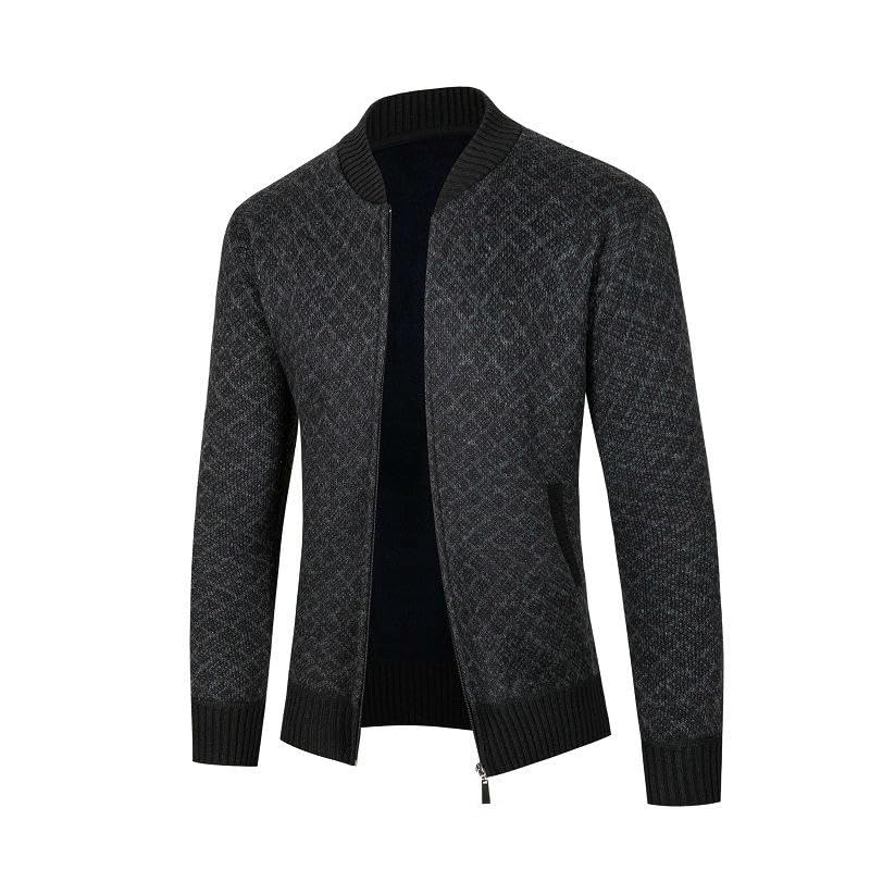 Chaqueta de punto con forro de felpa para hombre en color gris para otoño 5