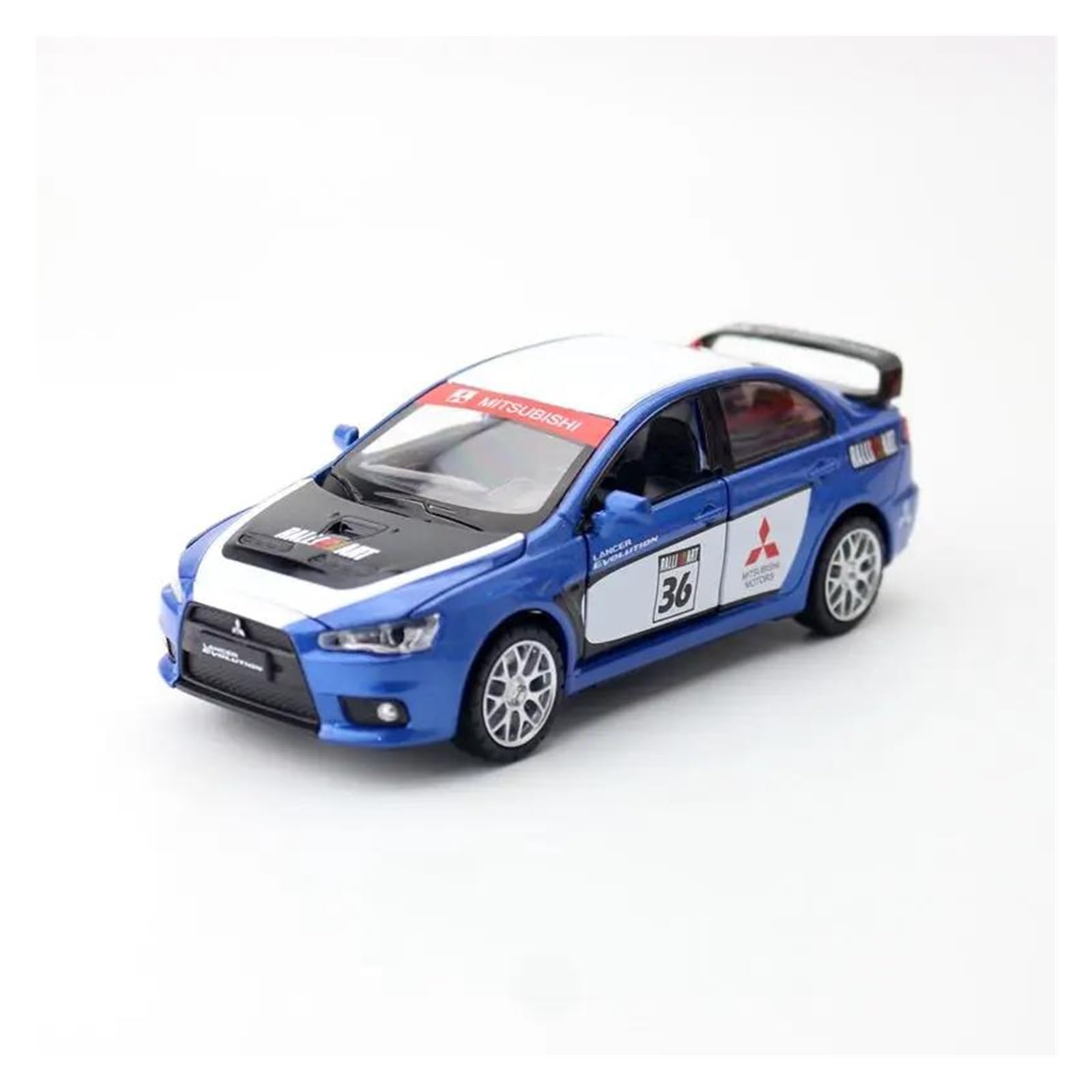 1 32 Scale Diecast Model For Mitsubishi Evolution X 10 WRC Racing Car Model Sound And Light Pull Back Toy Non-remote App Controlled Toys(WRC-Blue)