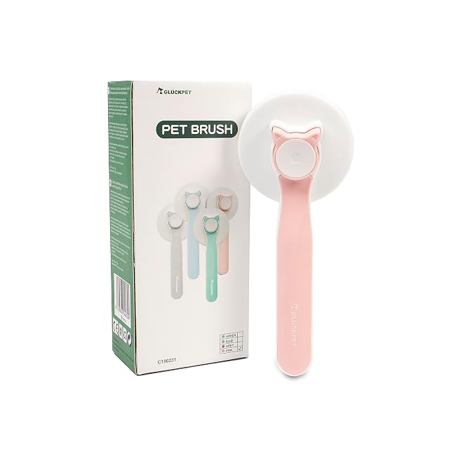 Cepillo para Gatos con Forma de Orejas, Rosa, Quitapelos, Autolimpiable