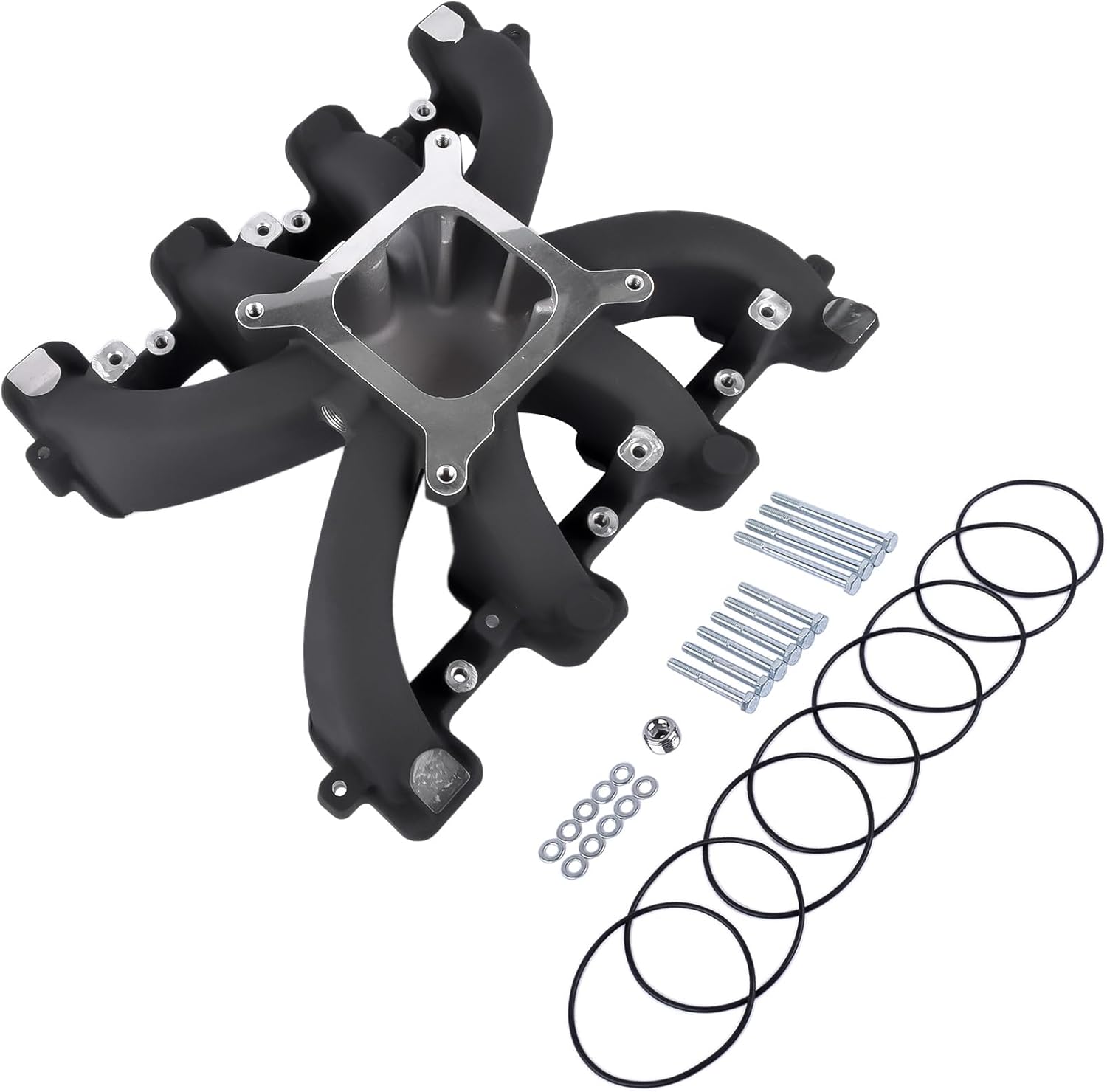 Single Plane Carb Intake Manifold Black Replacement for LS1 LS2 LS6 V8 5.7L 350 2500-7000 300-132