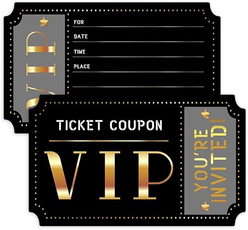 Miniatura 6 de wuguimeii 20 invitaciones de fiesta de cumpleaños de diseño de doble cara con sobres, invitaciones de fiesta VIP de películas, invitaciones de