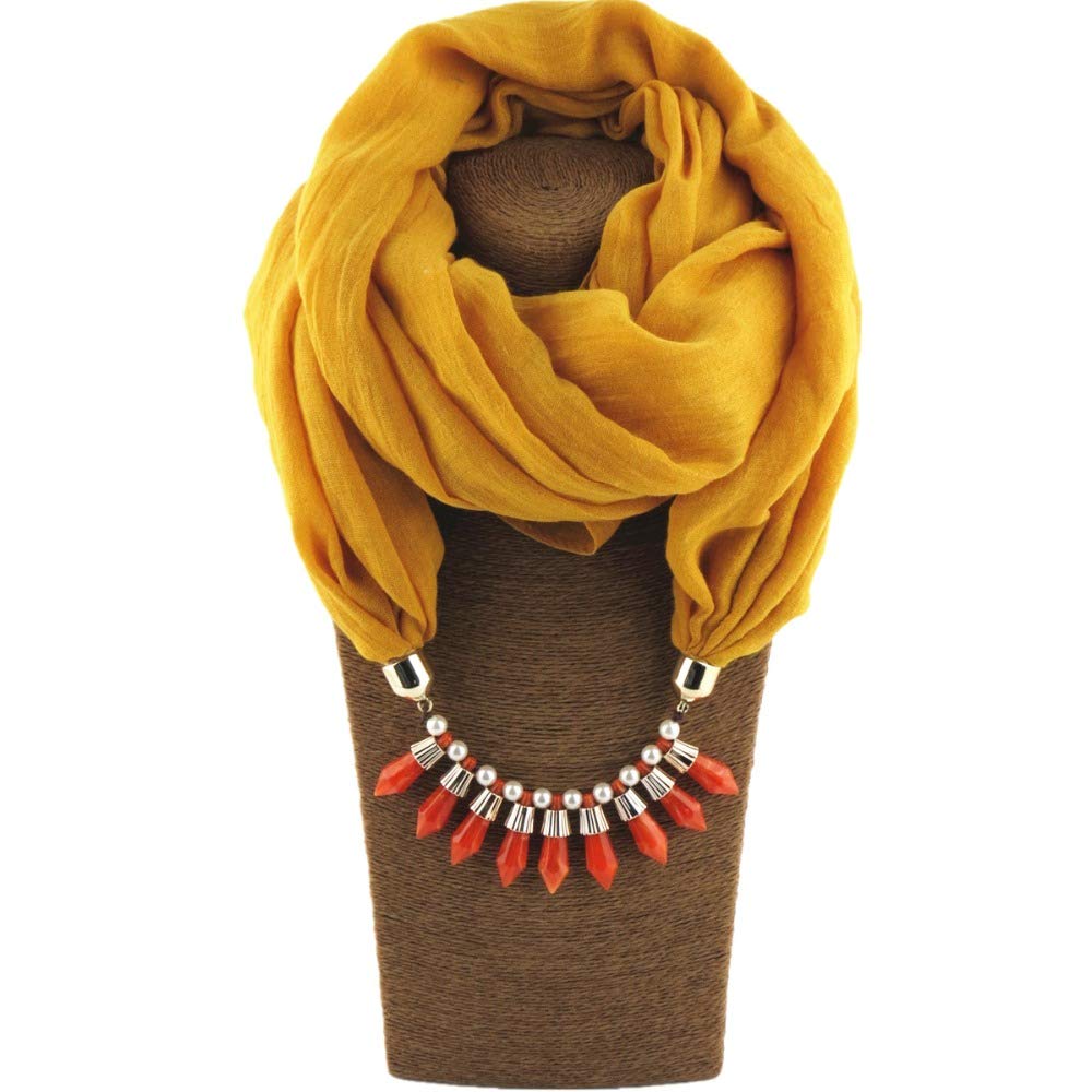 MAC LAWRENCE Fashion Long Beads Pendant Scarf Necklace for Women and Girls (Yellow) (B07GBGNMZX) Amazon Price History, Amazon Price Tracker