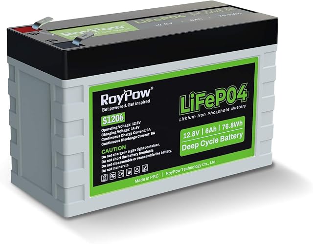 RoyPow Deep Cycle LiFePO4 Battery Pack 12V 6Ah Lithium Iron Phosphate Battery 3500 Cycles Rechargeable FiOS Drop in Replacement of SLA Battery, for RV/Camper, Kid Scooters, Fish Finder