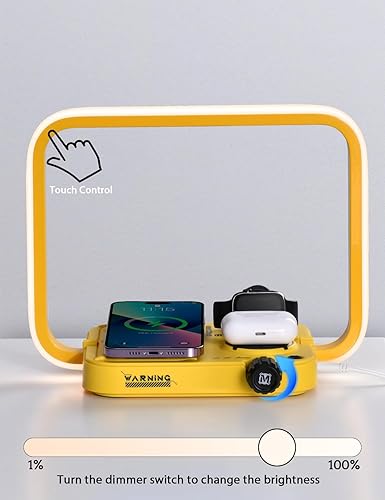 Miniatura 2 de Lámpara táctil de cabecera con estación de carga inalámbrica para mesita de noche de dormitorio, mesa 3 en 1, luz RGB regulable con puerto de