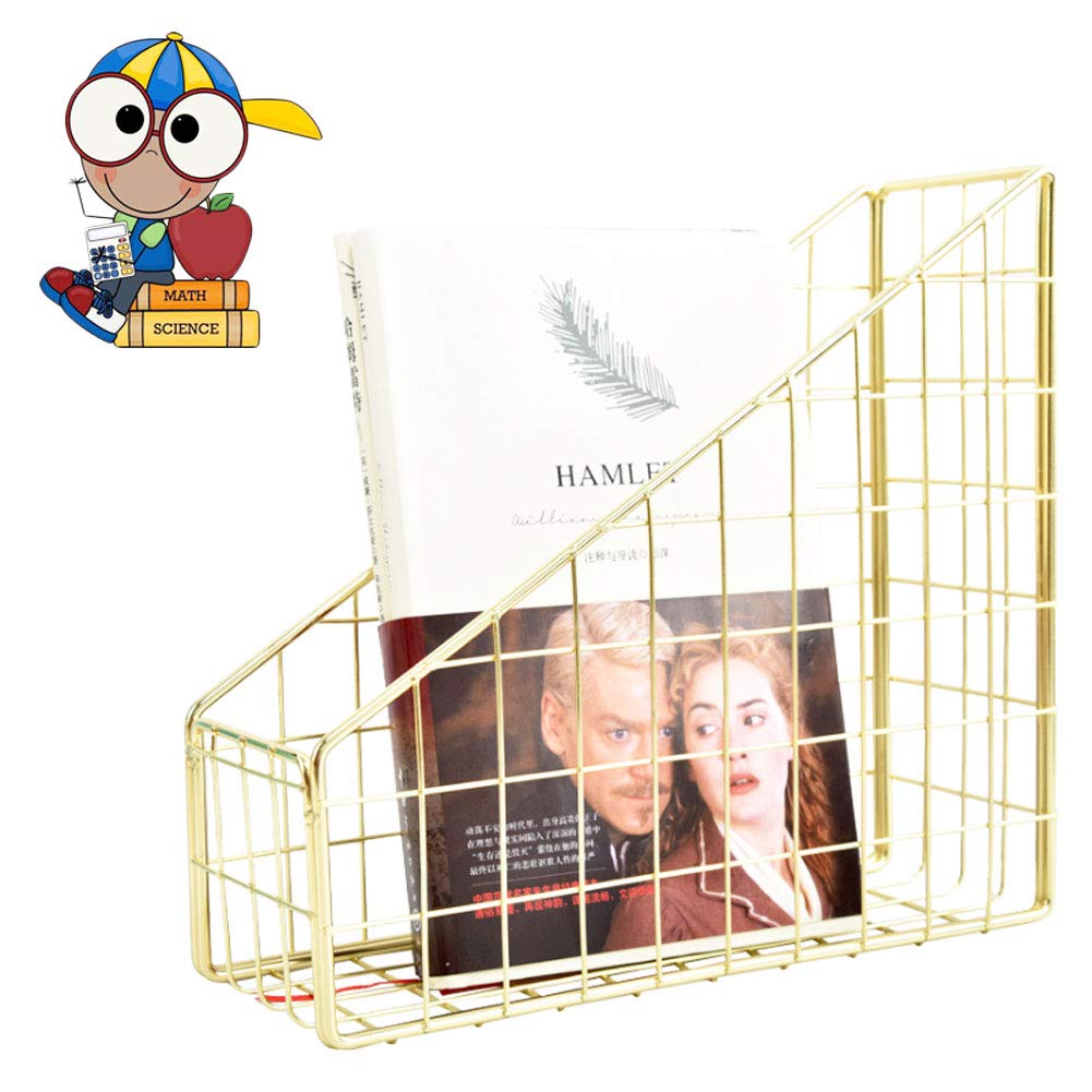 Vassoio per Documenti da Lettera, Organizer per Posta Grid, per Riviste, Ripiano in Metallo per Organizer da Tavolo, Titolare del File, Selezionatore di File Versatile,9.8x9.0x3.3Pollici,Light gold