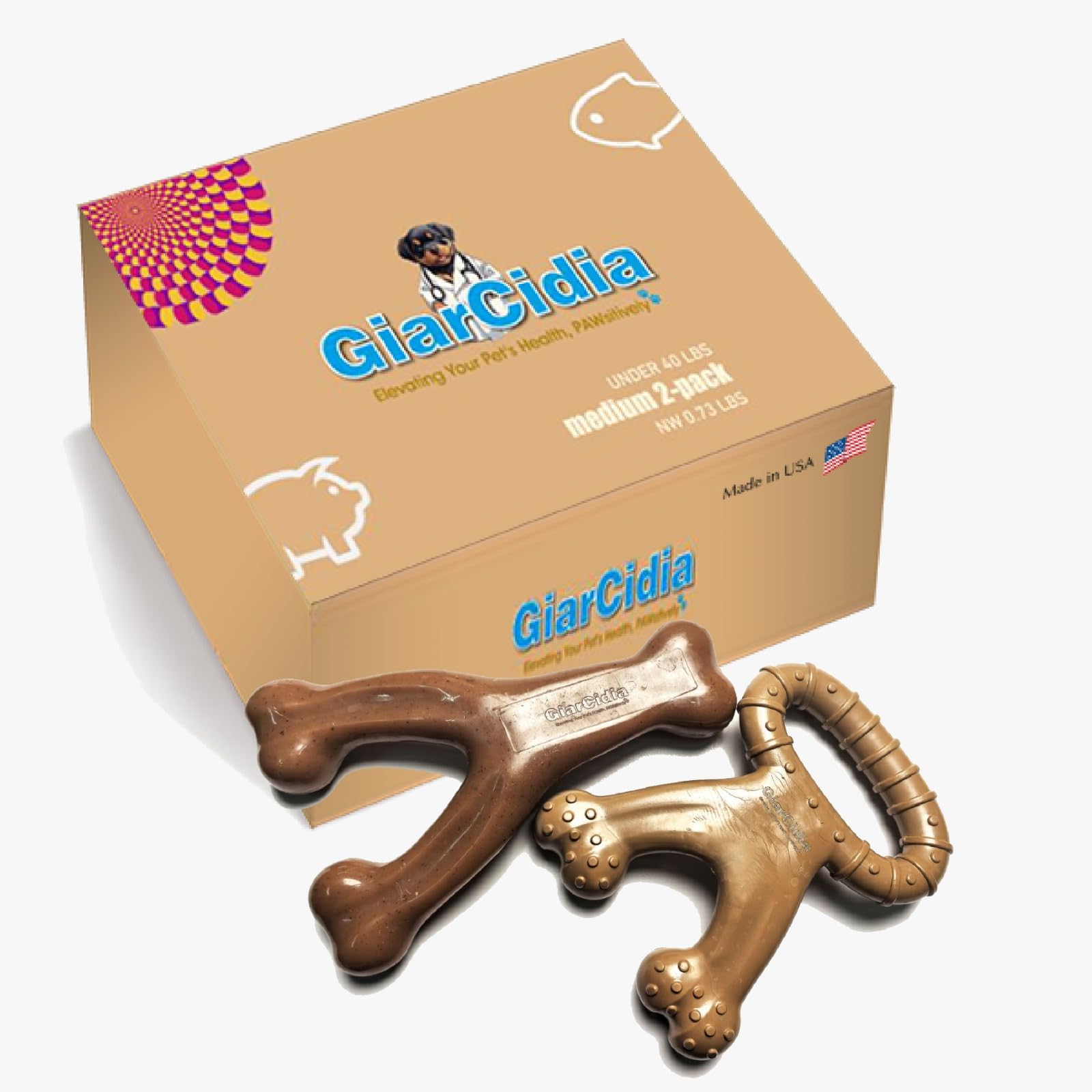 Dog Chew Toys for Aggressive Chewers (2Pcs - Real Beef & Bacon Flavored) - Durable Dog Tough Wish Bone (Upto 60 lbs.) - Indestructible Chew Toys for