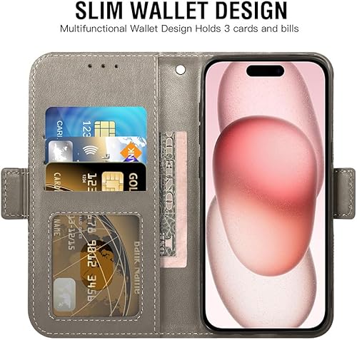 Miniatura 2 de Asuwish Funda compatible con iPhone 15 de 6.1 pulgadas y protector de pantalla de vidrio templado, soporte para tarjeta de crédito, soporte para