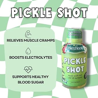 White House Pickle Shots, With Real Dill and Turmeric, Juice Hydrates and Helps Stop Muscle Cramps, On the Go (2 Fl Oz (Pack of 6), Dill Pickle)