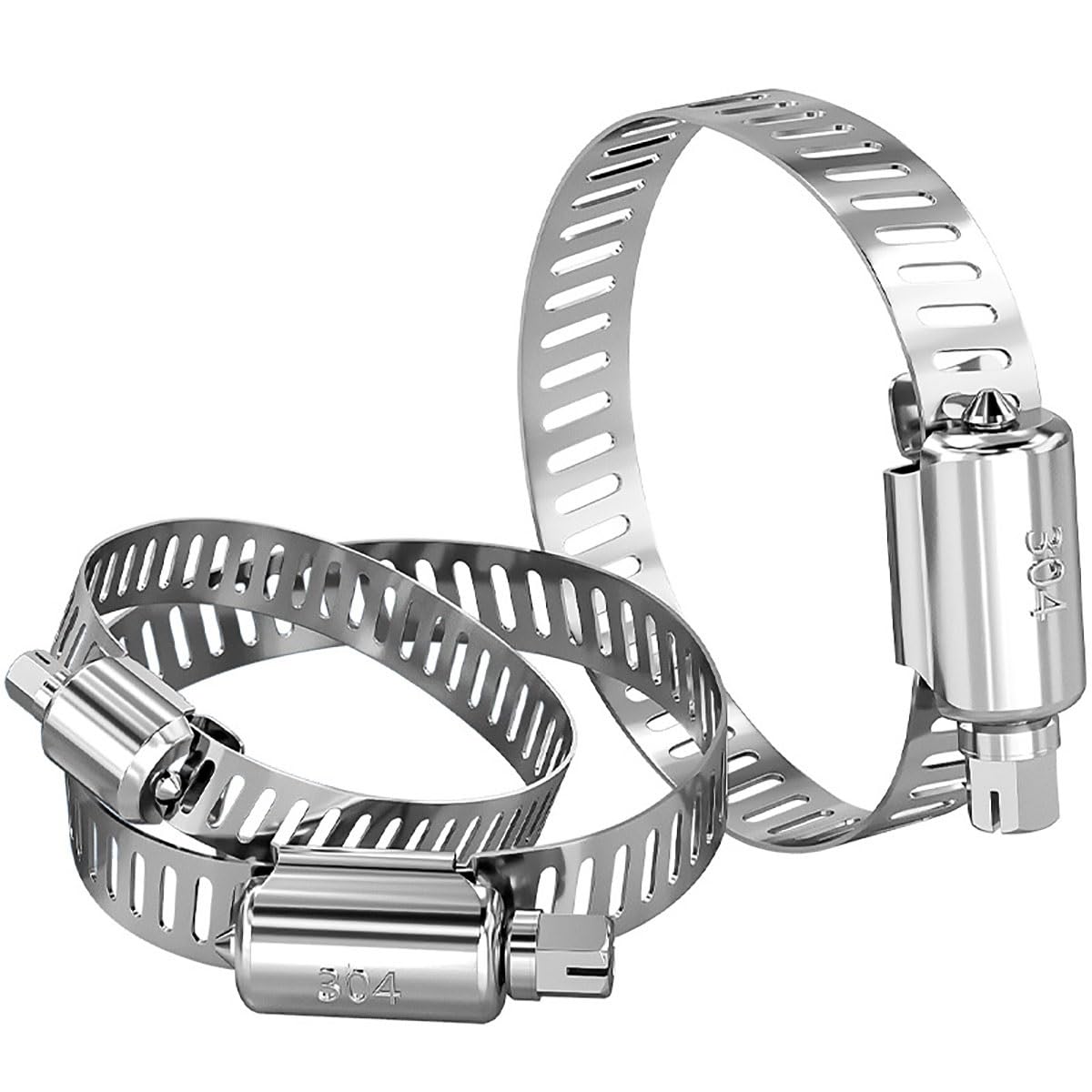 10 Pcs 304 Stainless Steel Hose Clamps, 6-70mm Adjustable Hose Clips Set, Jubilee Clips Assorted, Hose Screws Pipe Clamps Clips, for Automobile Water Gas Hose Pipe Tube(27-51mm)