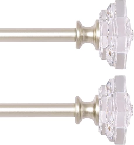 Miniatura 8 de Paquete de 2 barras de cortina para cortina, barra de cortina cuadrada acrílica, barra de cortina de 34 pulgadas de diámetro, longitud ajustable de