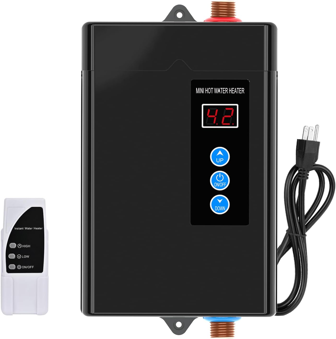 3KW Electric Tankless Water Heater, 110V High Efficiency, On-Demand Hot Water, Eco & Quiet, with Smart Digital Display (110V Black)