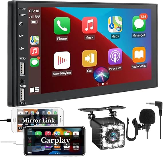 Double Din Car Stereo with Voice Control Apple Carplay 7