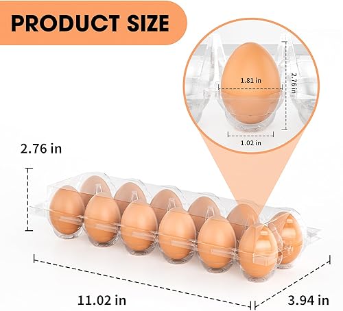 Miniatura 2 de Paquete de 40 cartones de huevos de plástico, cajas de huevos en blanco transparentes para huevos frescos (rejillas de 3 x 5), contenedor de huevos