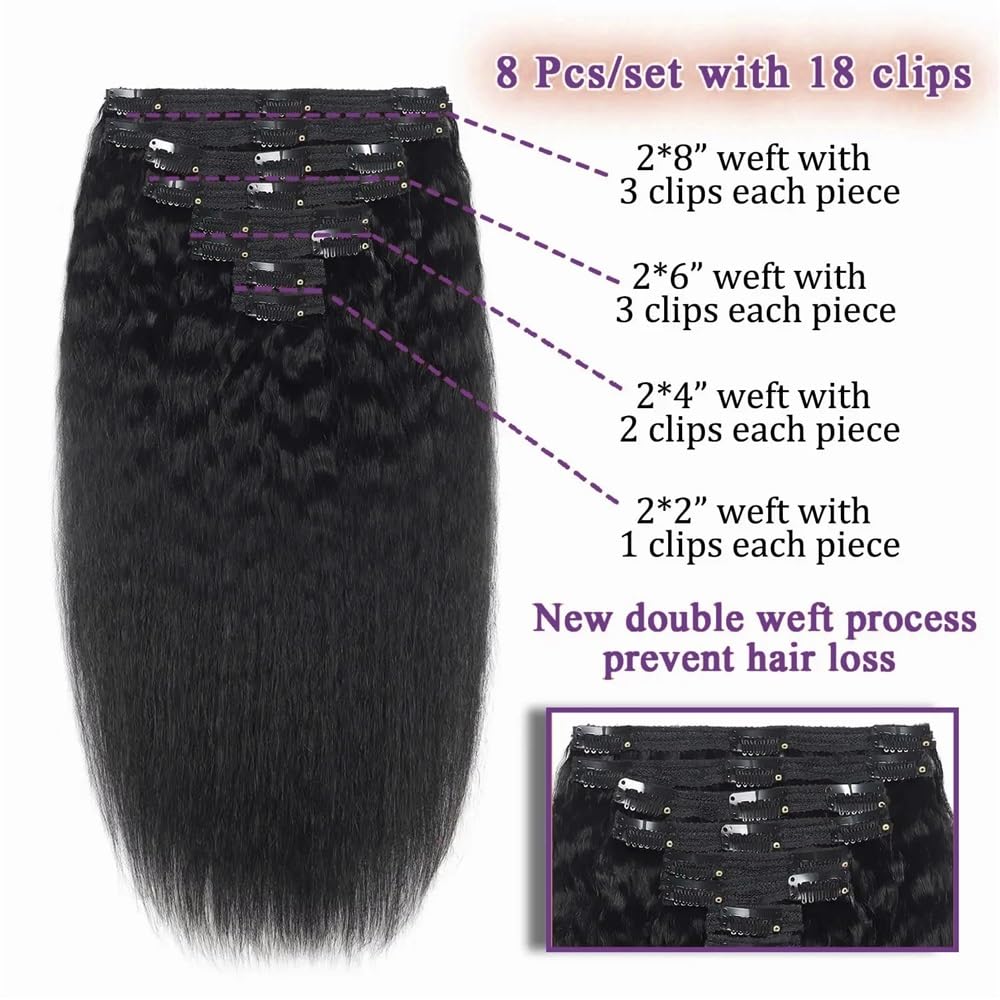 Miękkie Brazylijski Remy Ludzkich Włosów Przedłużanie Włosów Z Kręcone Proste Kręcone Dla Pełna Głowa 120 g 240 W Opakowaniu, 8 Sztuk Długości (240 cali, 240g-2 Pack)