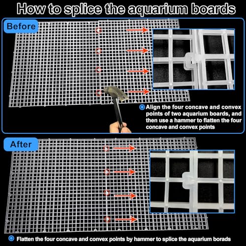 Image of 4 Aquarium lid Hood Fish Tank top Cover Terrarium lid Plastic Grid Panel Egg Crate Grate 6 Aquarium Glass Cover Board Clip