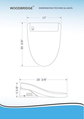 Miniatura 6 de WOODBRIDGE BDI-01 Asiento de bidé alargado con secador de aire y luz nocturna de acero inoxidable  Oscilación de la boquilla, blanco