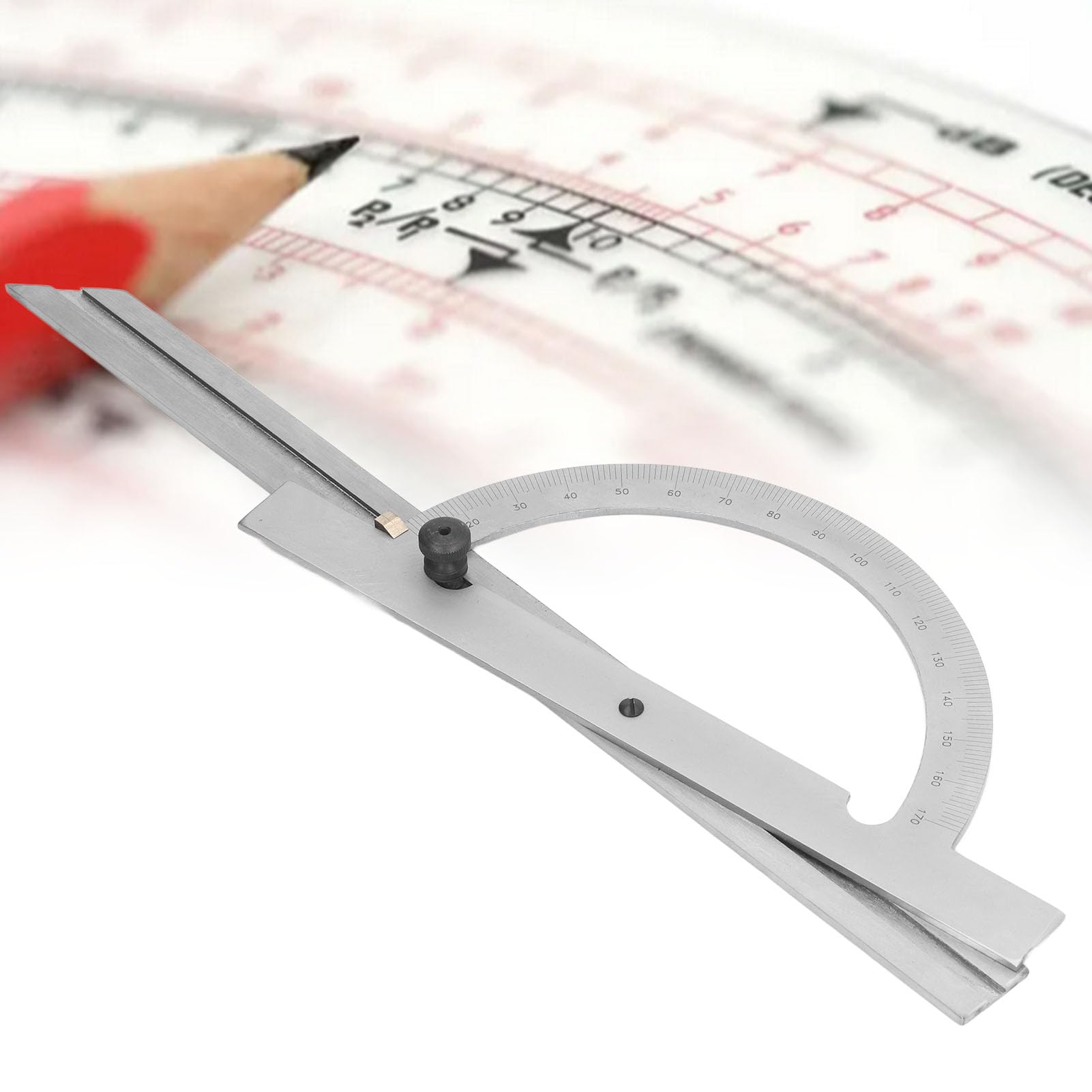 Goniometro per la lavorazione del legno, goniometro regolabile con righello angolare in acciaio al carbonio ad alta precisione, inciso a, portatile 200 x 400 mm per