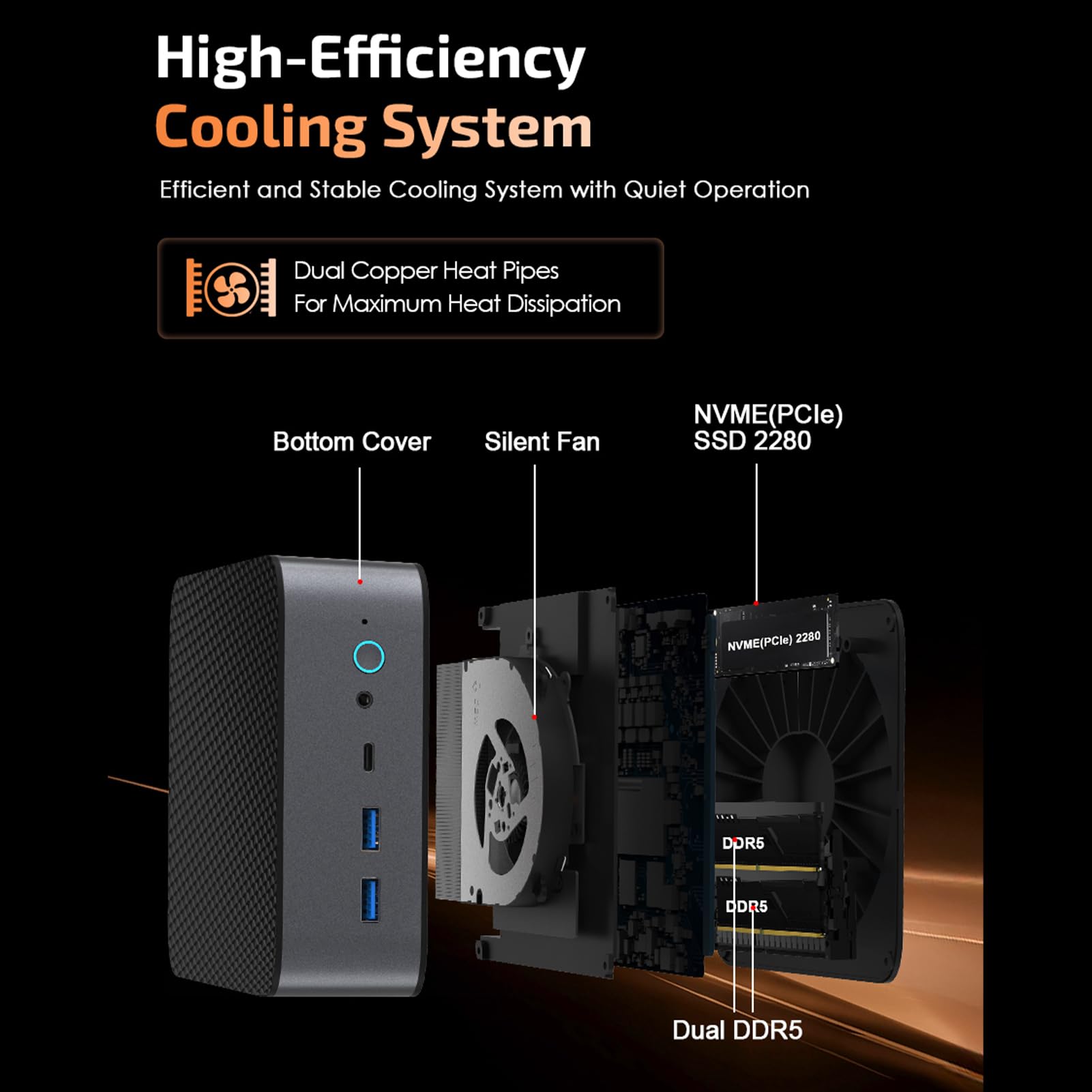 Mini PC H90 PRO, Ryzen 7 8745HS 8 Core 16 Thread Fino a 4,9 GHz, WiFi 6 BT 5.2, Triplo Display Uscita 8K 4K, Porte RJ45 2,5G, per attività di Gioco (Spina europea)