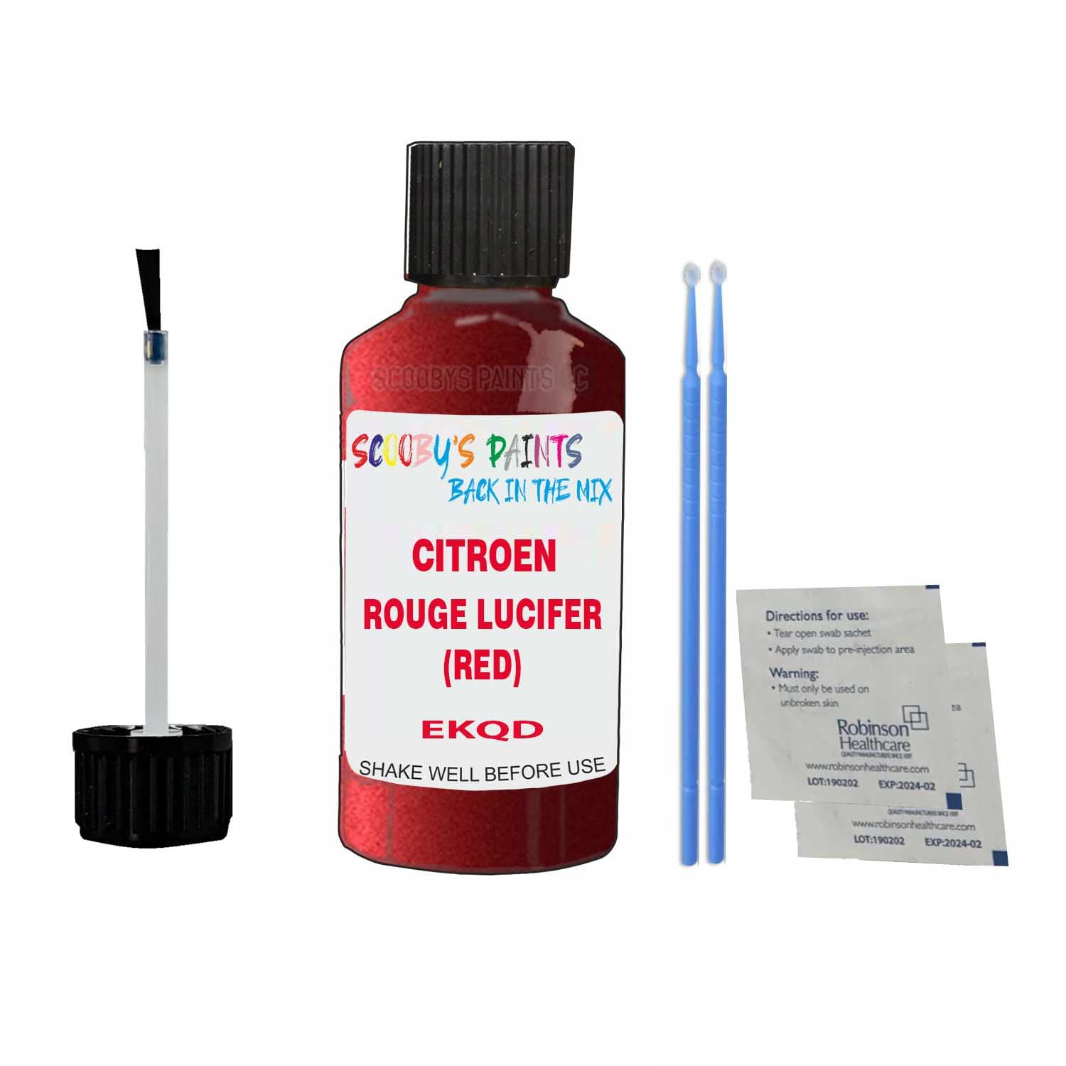 Scoobys Paints Back In The Mix Rouge Lucifer (Red) Touch Up Paint For Citroen Berlingo Van Ekqd 1998-2017 30Ml Bottle Brush Scratch Stone Chip Repair Pen