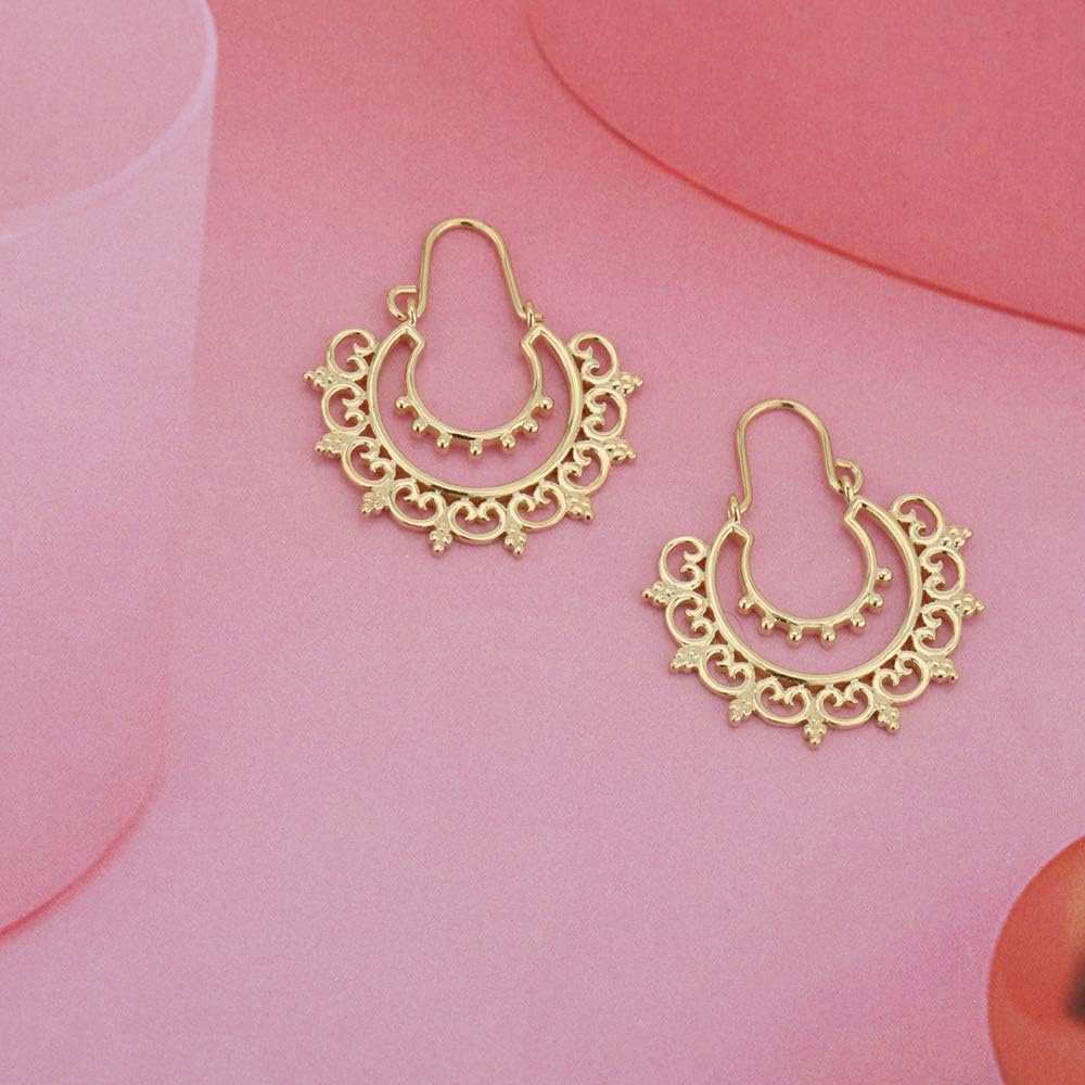 Vanbelle 18K Gold Plated Jewelry - Bohemian Style Filigree Earring - Beautifully Designed Handcrafted Lightweight Elegant Classic Designer Jewelry for Women - Image 5