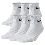 Men&apos;s Bag Cotton Quarter Cut Socks &lpar;6 Pack&rpar; &lpar;Large &lpar;shoe size 8-12&rpar;&comma; White&rpar;
